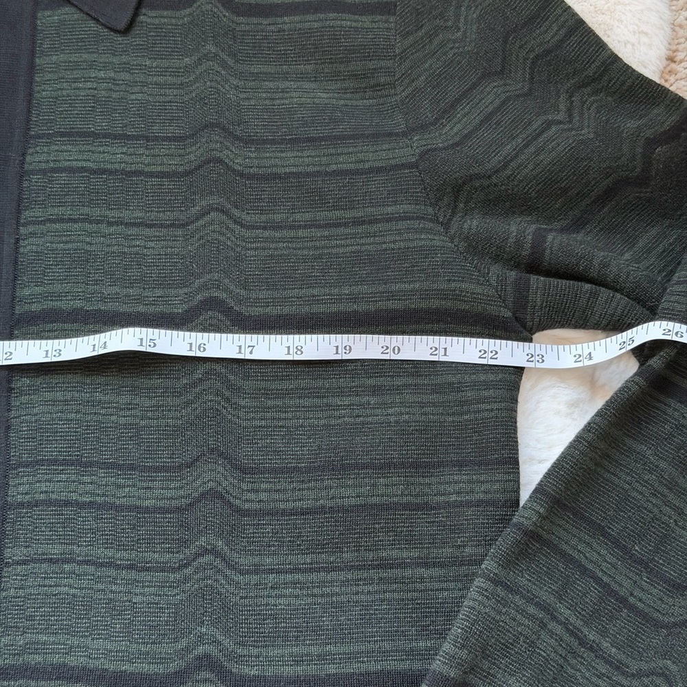 Mr P. Wool - Jacquard Green and Black Cardigan Sweater-Made in Italy - Picture 13 of 14